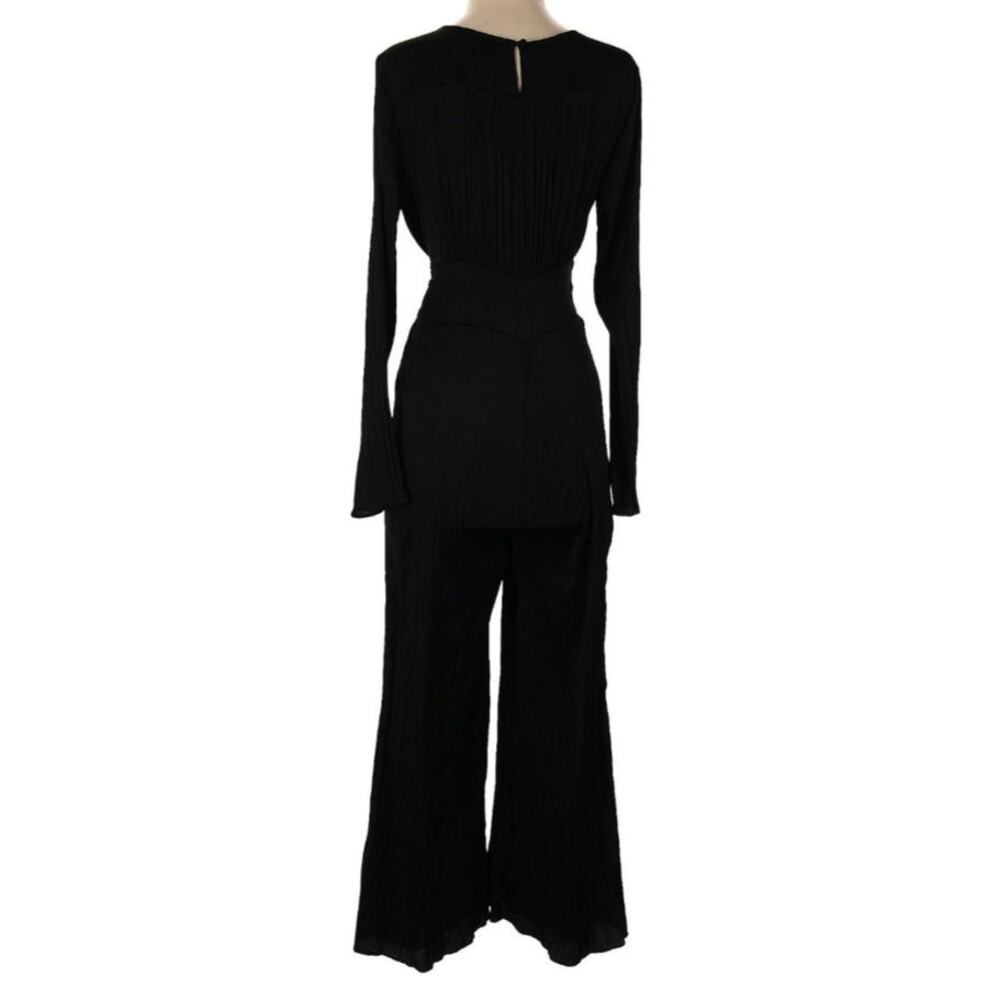NWT $168 Free People Black Wide Leg V Neck Jumpsuit - Picture 6 of 16